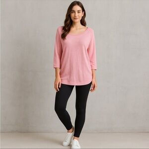 Gap Womens Pink Knit Sweater 3/4 length sleeve lightweight Size L Weekend